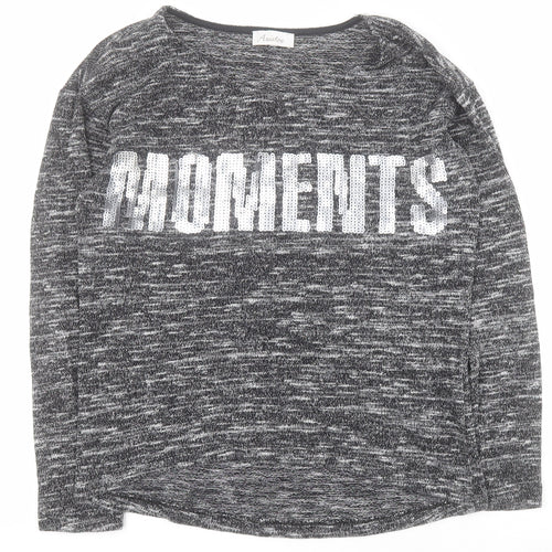 Aniston Womens Grey Round Neck  Viscose Pullover Jumper Size 10   - Moments