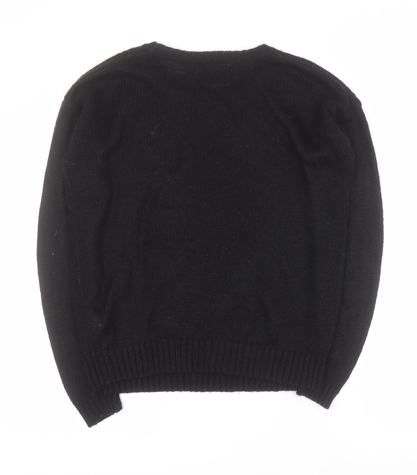 New Look Womens Black Round Neck  Acrylic Pullover Jumper Size 10   - Christmas