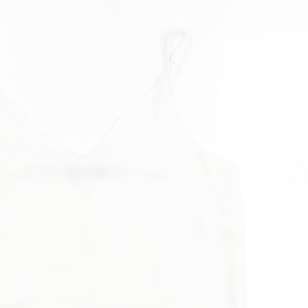 F&F Womens White  Polyester Camisole Blouse Size 12 V-Neck