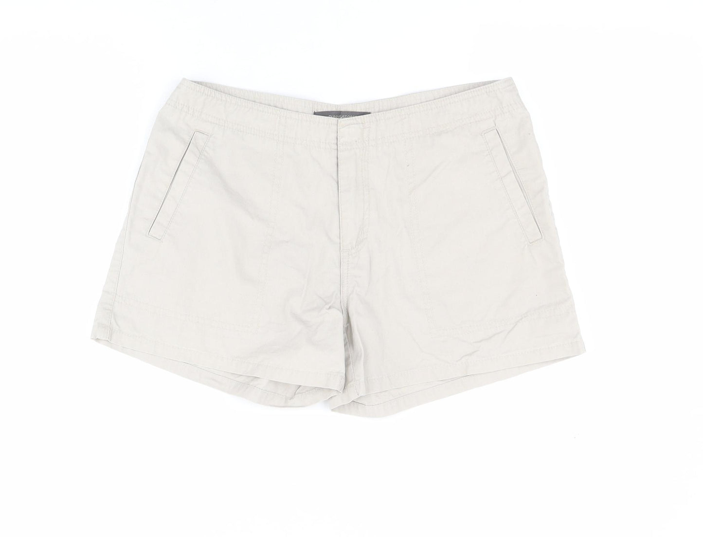 Dunnes Womens Beige  100% Cotton Chino Shorts Size 10 L5 in Regular Zip