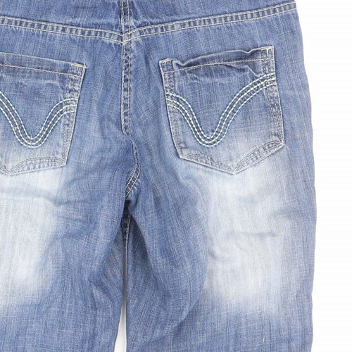 F&F Womens Blue  100% Cotton Bermuda Shorts Size 8 L11 in Regular Zip