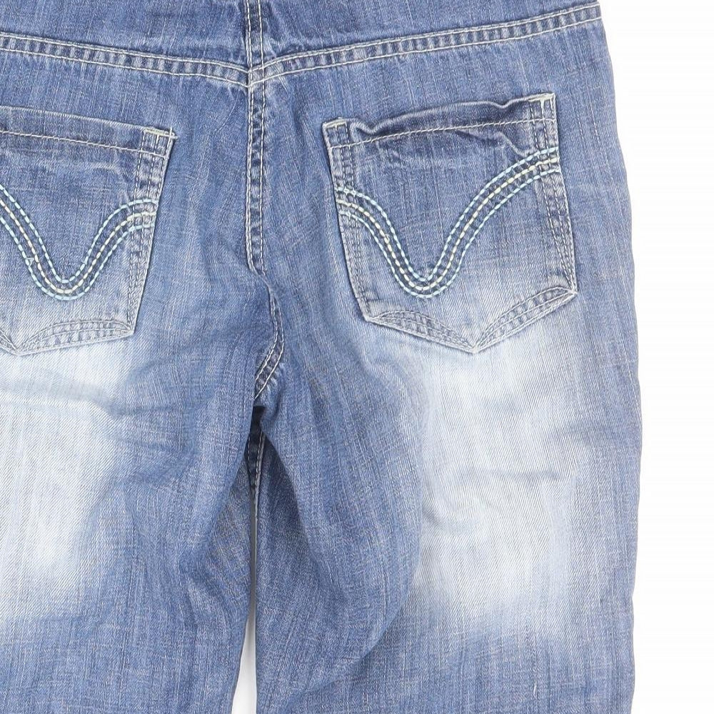 F&F Womens Blue  100% Cotton Bermuda Shorts Size 8 L11 in Regular Zip
