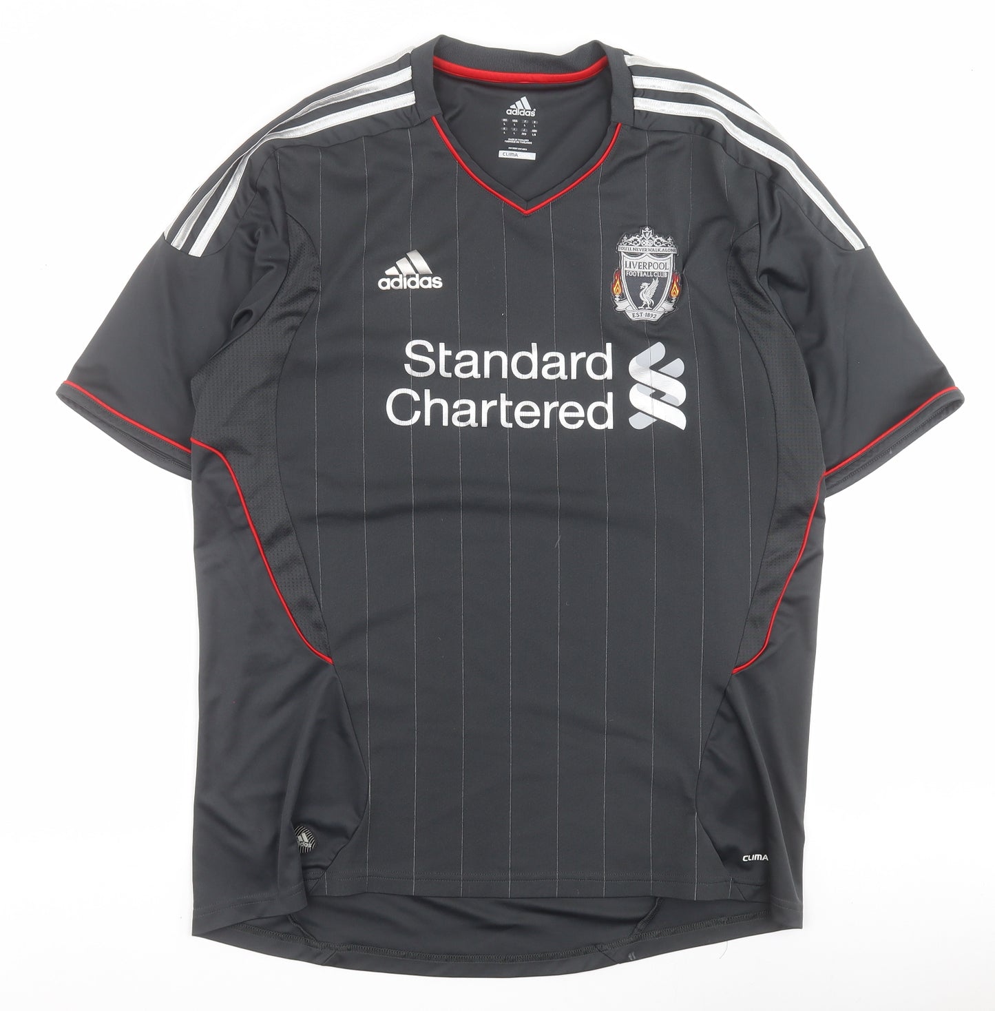 adidas Mens Grey  Polyester  T-Shirt Size L V-Neck  - Liverpool Football Club