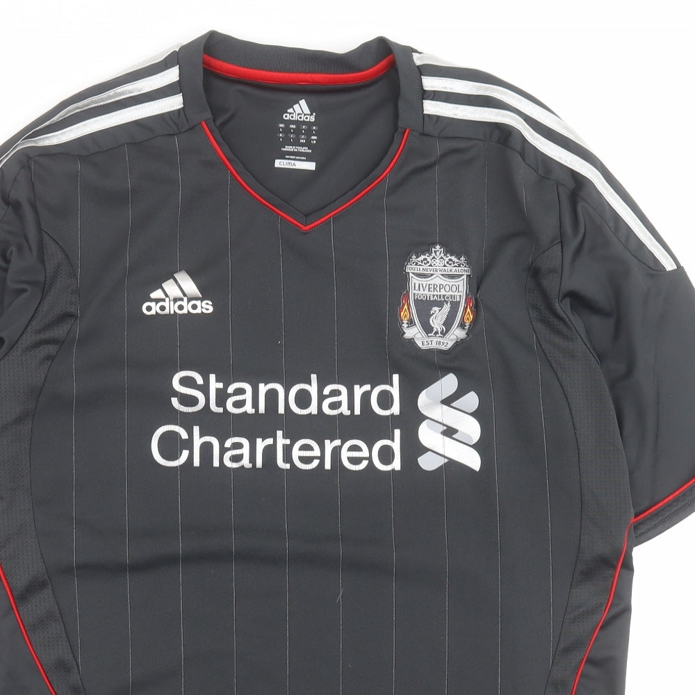 adidas Mens Grey  Polyester  T-Shirt Size L V-Neck  - Liverpool Football Club