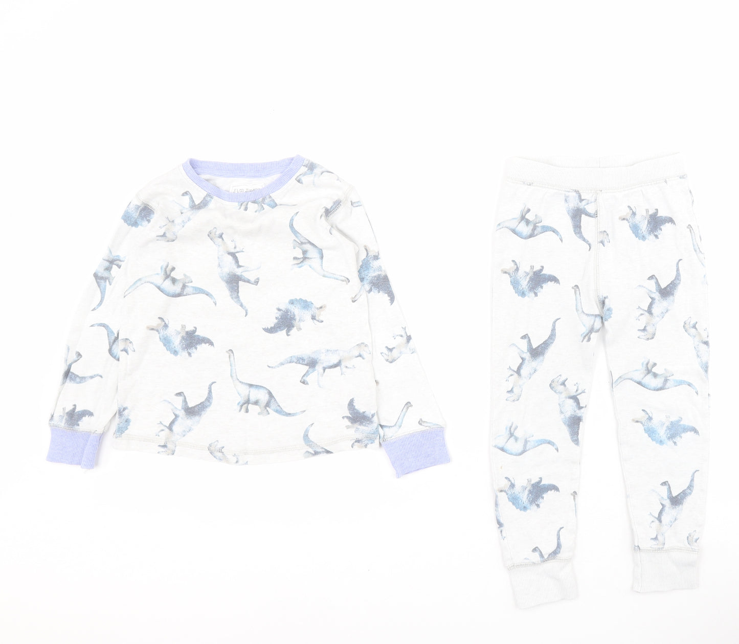 NEXT Boys Beige Solid 100% Cotton  Pyjama Set Size 3-4 Years  Pullover - Dinosaur