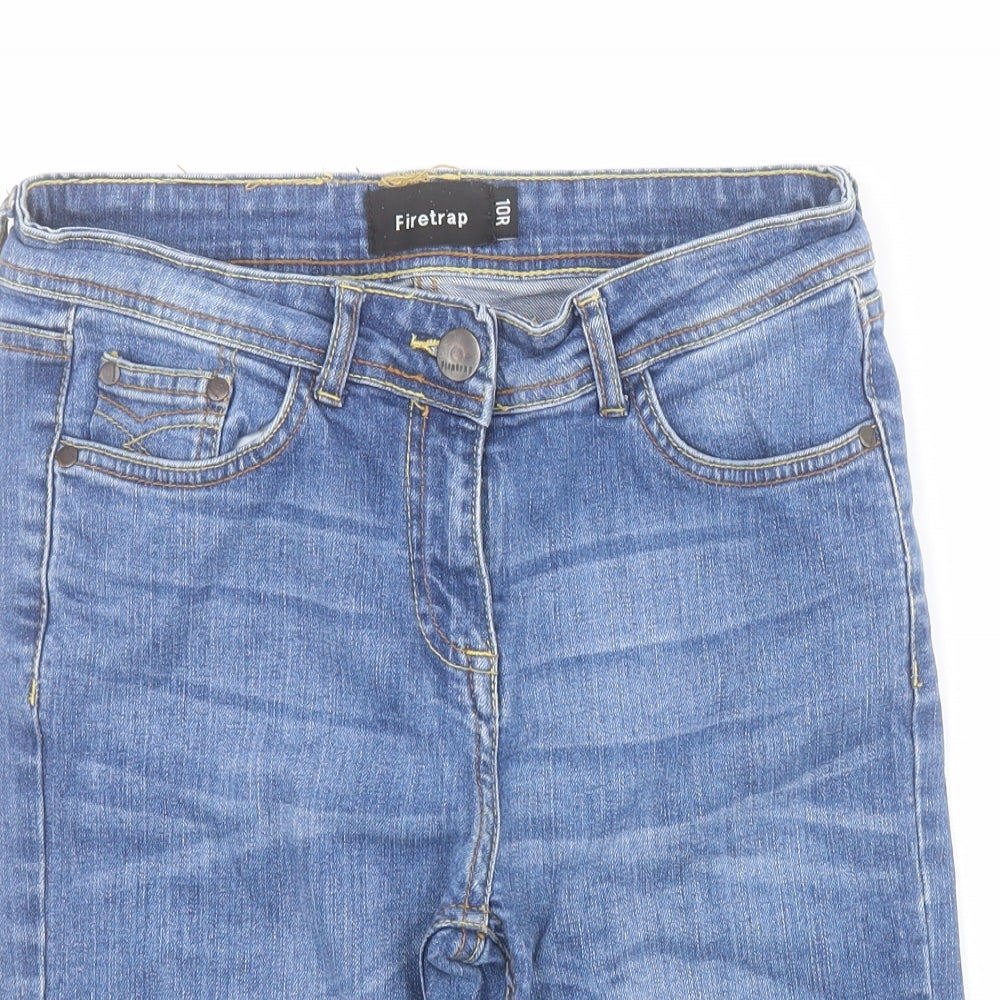 Firetrap Womens Blue  Cotton Boyfriend Shorts Size 10 L10 in Regular Zip