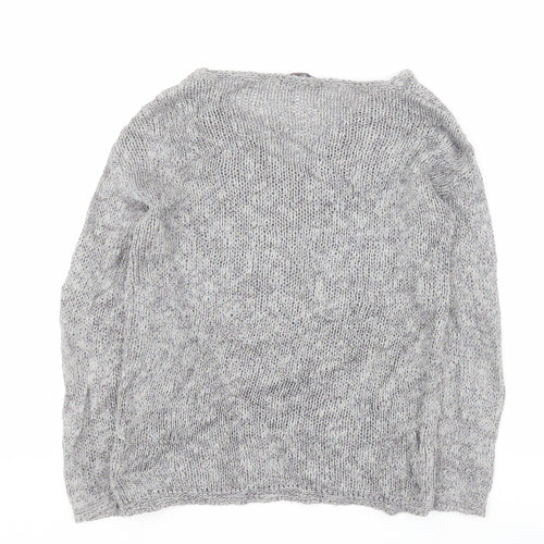 Marks and Spencer Womens Grey V-Neck  Cotton Pullover Jumper Size 8