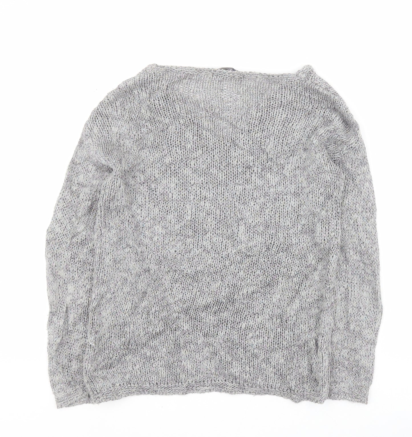 Marks and Spencer Womens Grey V-Neck  Cotton Pullover Jumper Size 8