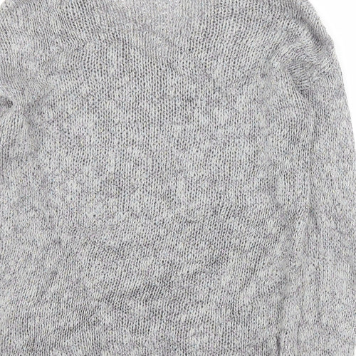 Marks and Spencer Womens Grey V-Neck  Cotton Pullover Jumper Size 8