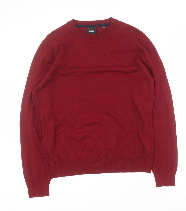 Burton Mens Red Round Neck Cotton Pullover Jumper Size L