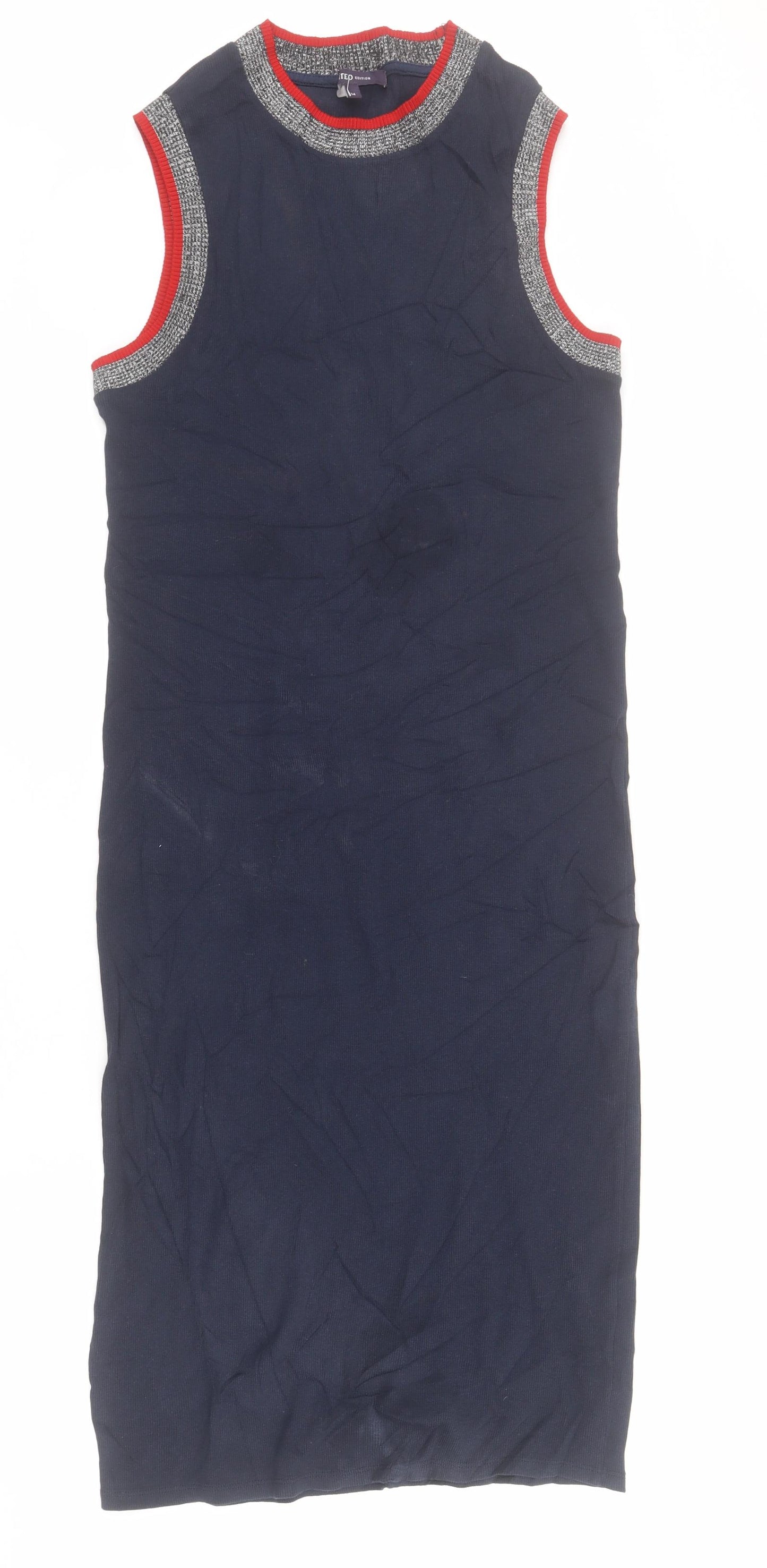 Marks and Spencer Womens Blue  Cotton Bodycon  Size 14  Round Neck Pullover