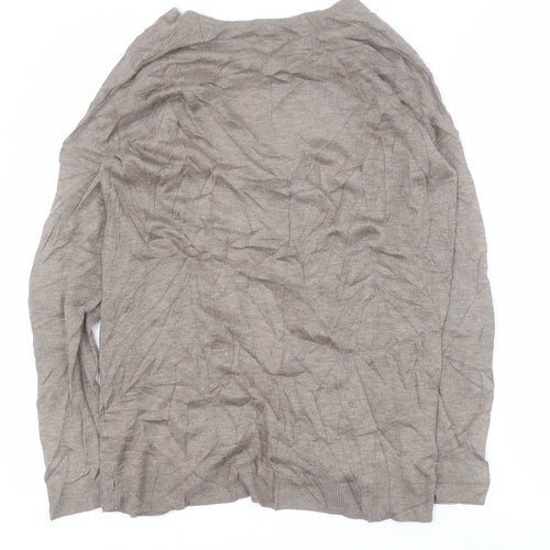 H&M Womens Brown V-Neck  Acrylic Cardigan Jumper Size XS
