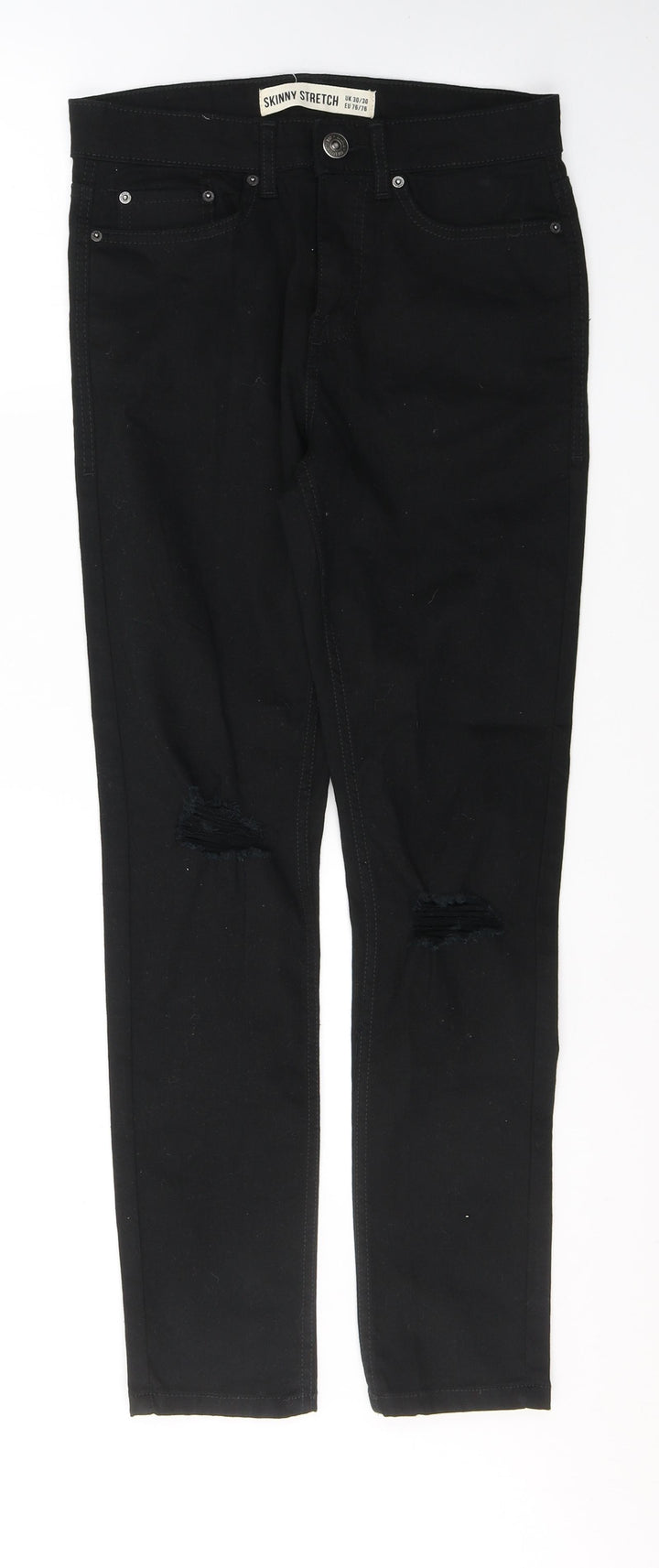 New Look Womens Black Cotton Skinny Jeans Size 30 in L30 in Regular Button