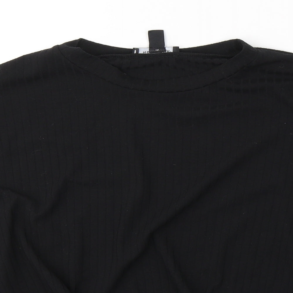 New Look Womens Black  Polyester Jersey T-Shirt Size M Round Neck