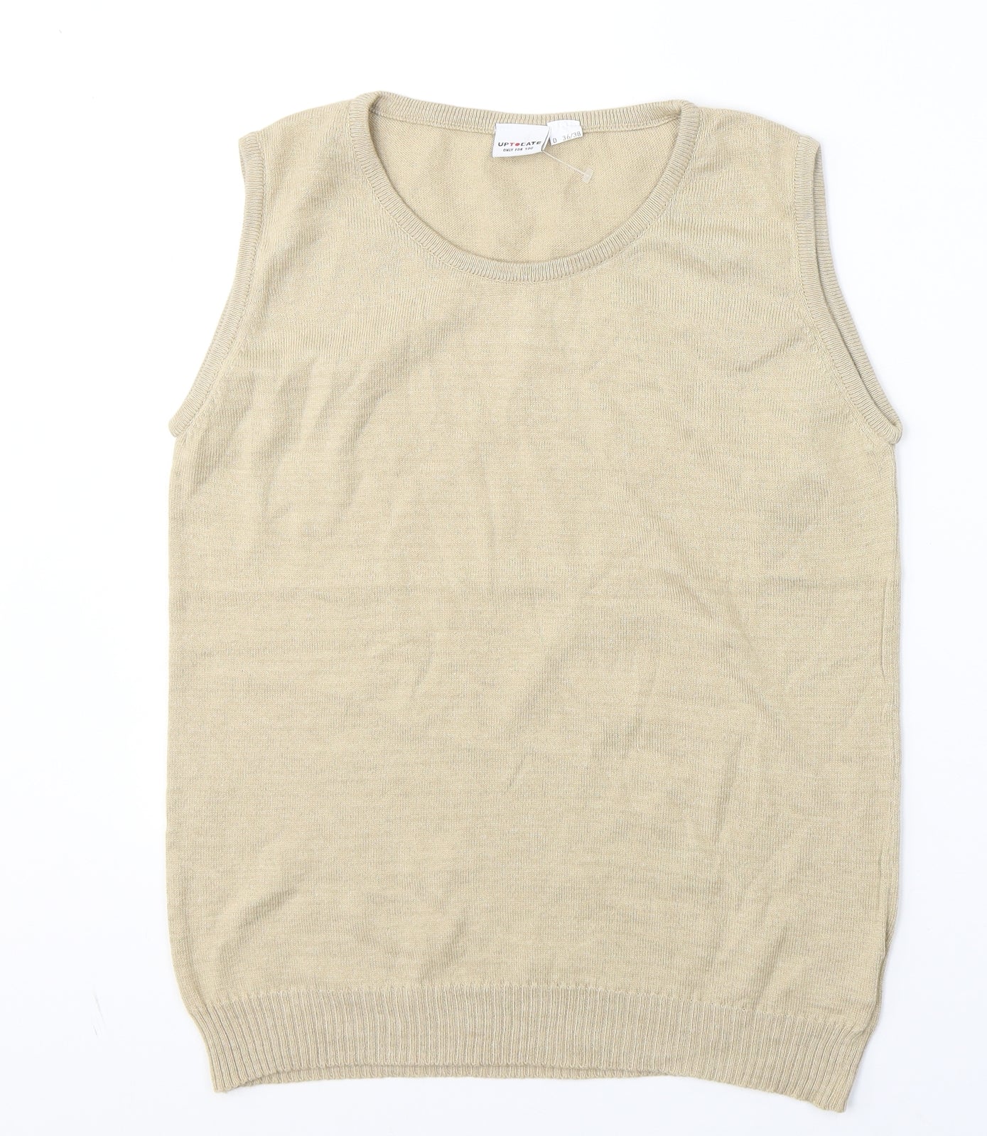 uptodate Womens Beige  Cotton Basic Tank Size 10 Round Neck