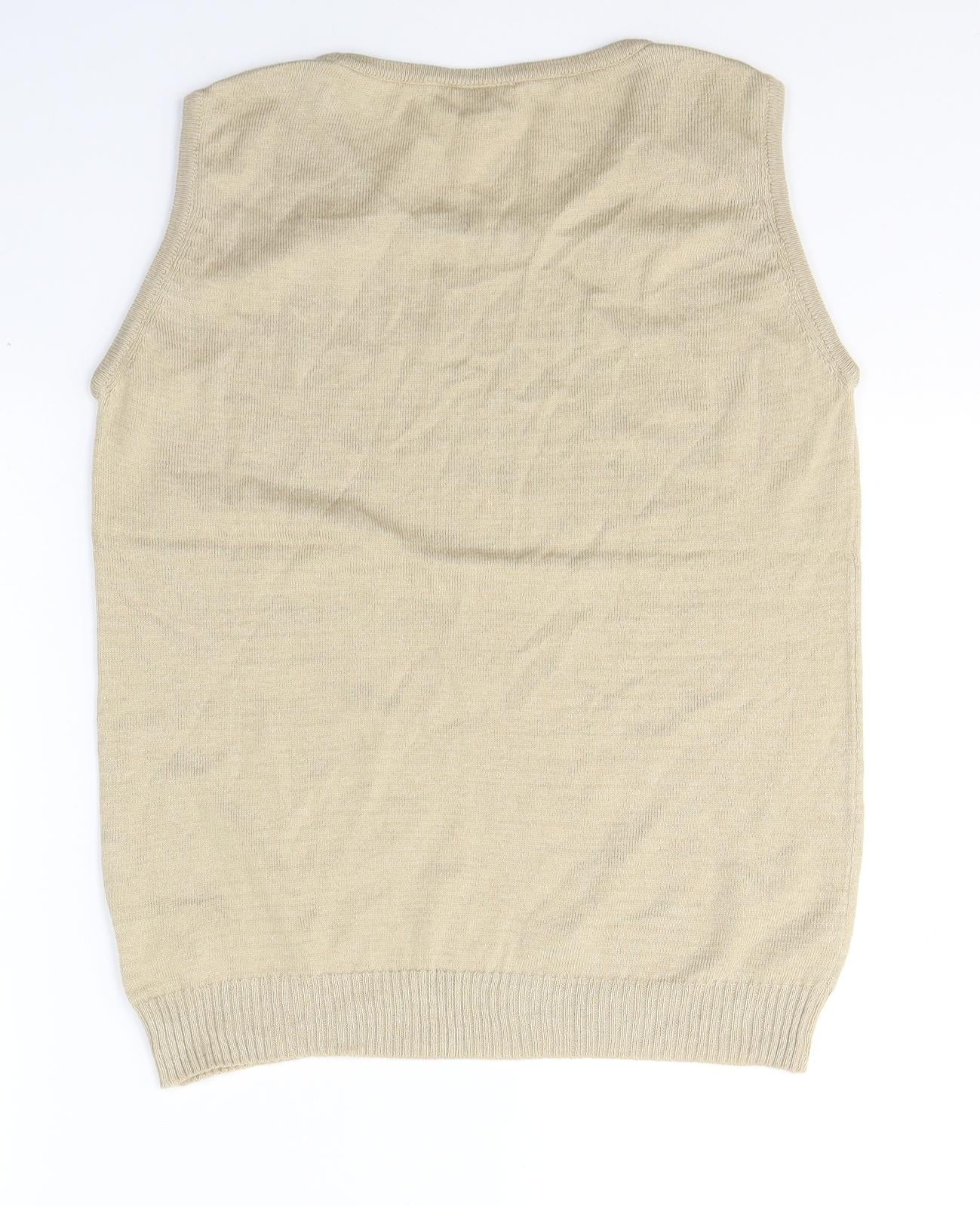 uptodate Womens Beige  Cotton Basic Tank Size 10 Round Neck