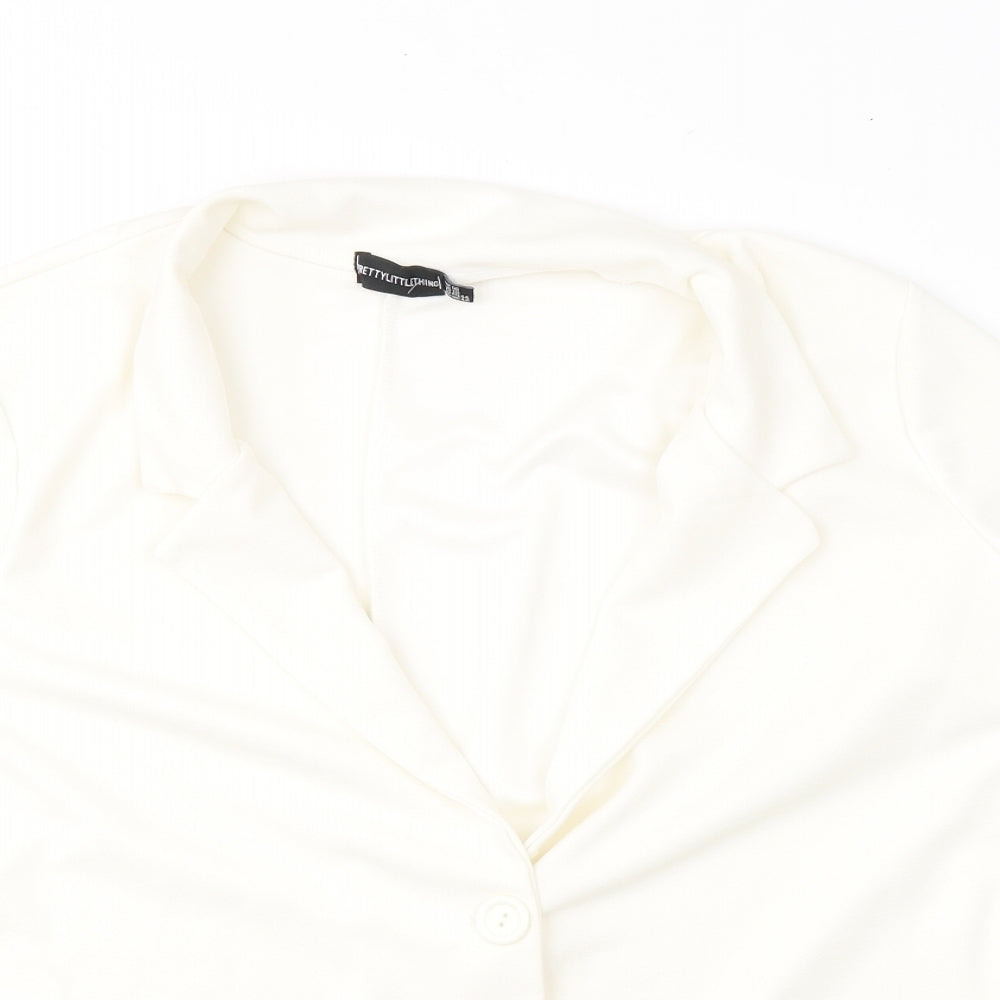 PRETTYLITTLETHING Womens White   Jacket Blazer Size 16  Button