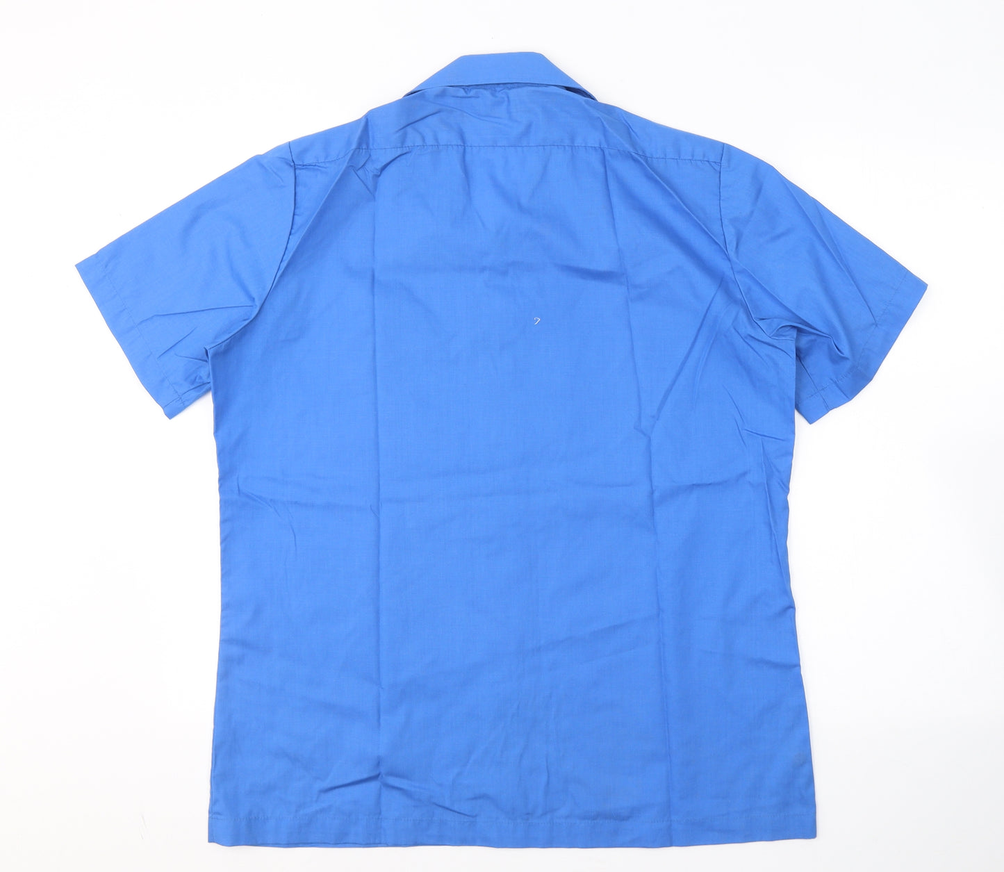 Marks and Spencer Mens Blue  Polyester  Button-Up Size 15.5 Collared Button