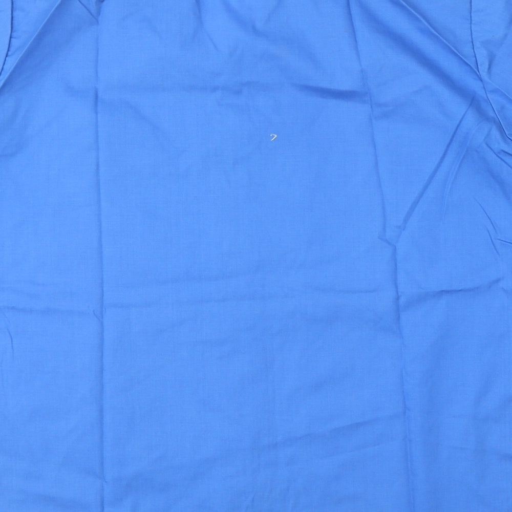 Marks and Spencer Mens Blue  Polyester  Button-Up Size 15.5 Collared Button