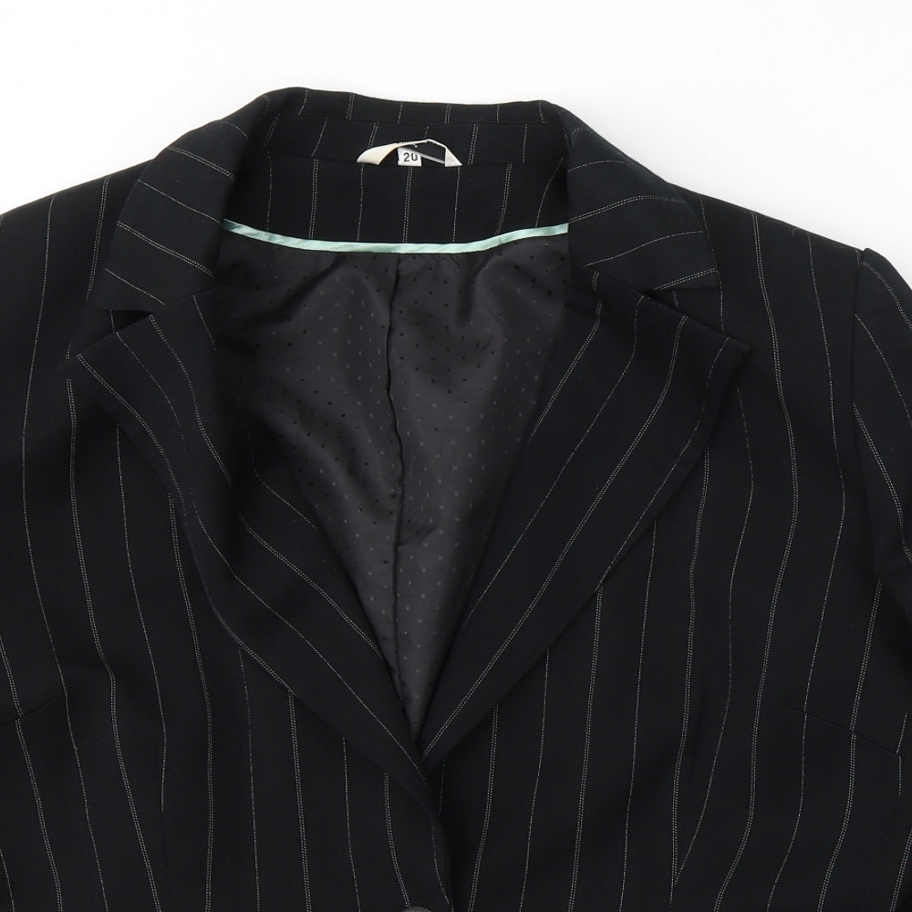 Klass Womens Black Striped Polyester Jacket Suit Jacket Size 20