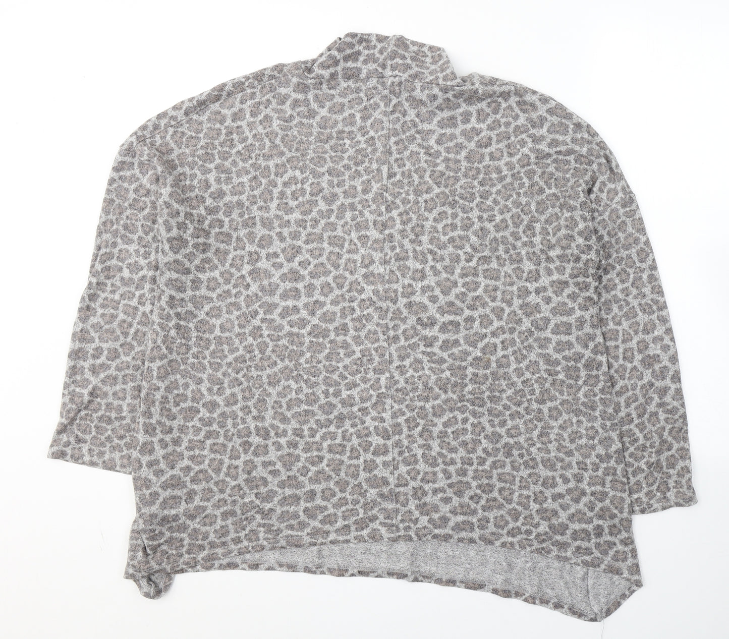 George Womens Grey Animal Print Viscose Jersey T-Shirt Size 18 High Neck