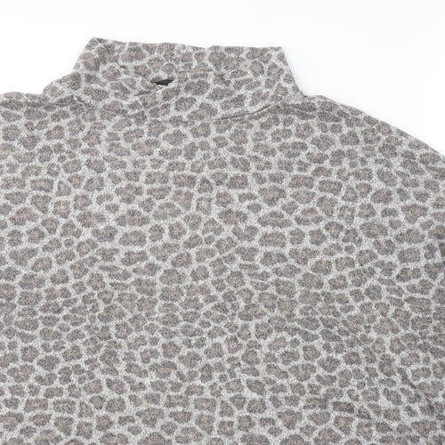 George Womens Grey Animal Print Viscose Jersey T-Shirt Size 18 High Neck