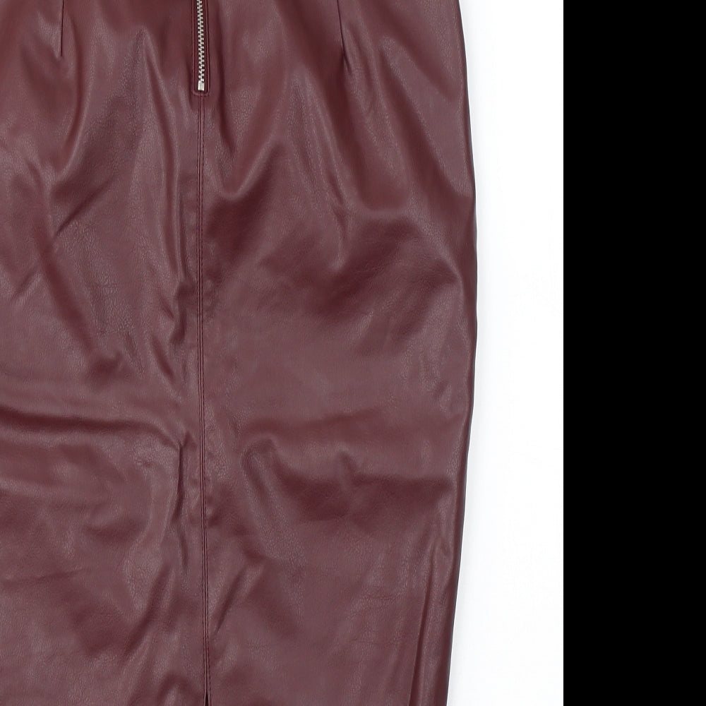 River Island Womens Red  Polyethylene A-Line Skirt Size 12   Zip