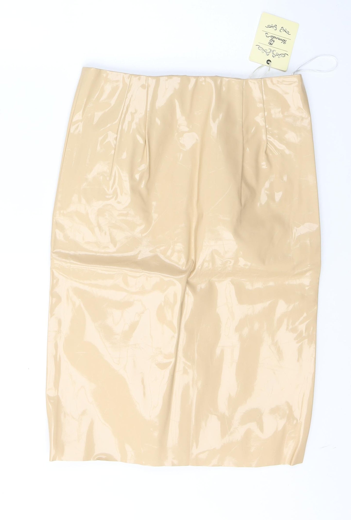 Umenda Womens Beige  Polyester A-Line Skirt Size 12   Zip
