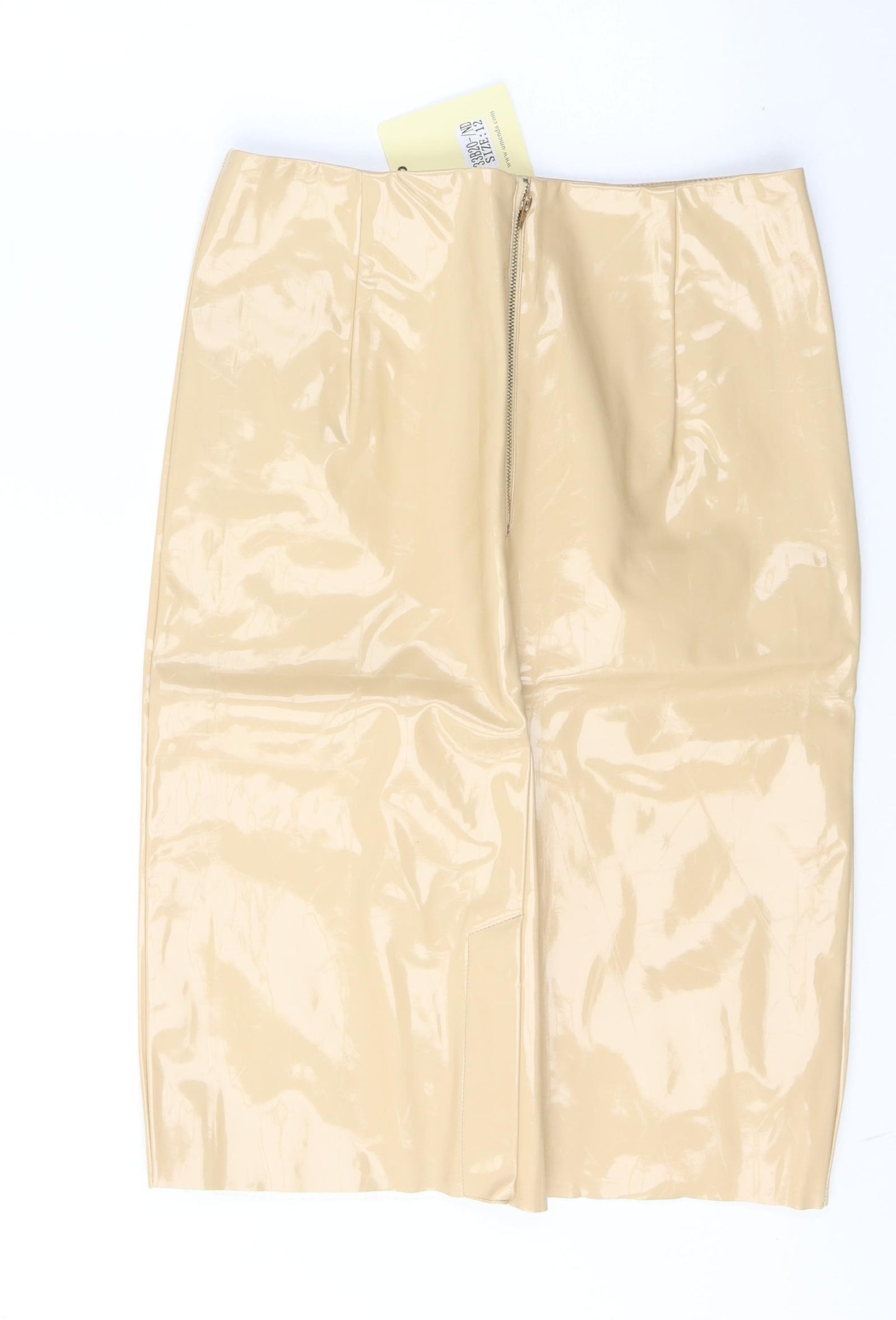 Umenda Womens Beige  Polyester A-Line Skirt Size 12   Zip