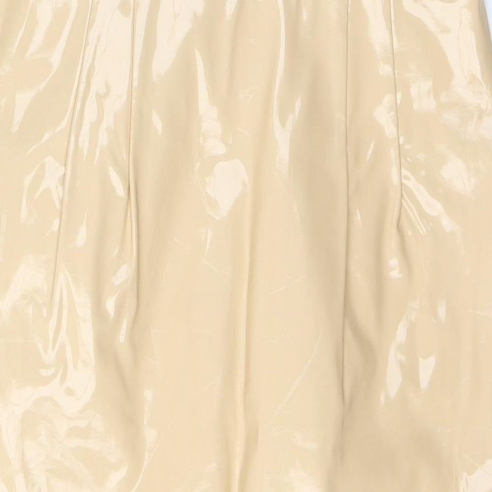 Umenda Womens Beige  Polyester A-Line Skirt Size 12   Zip