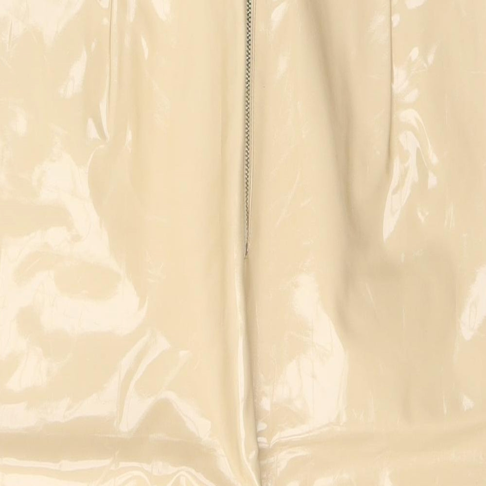 Umenda Womens Beige  Polyester A-Line Skirt Size 12   Zip