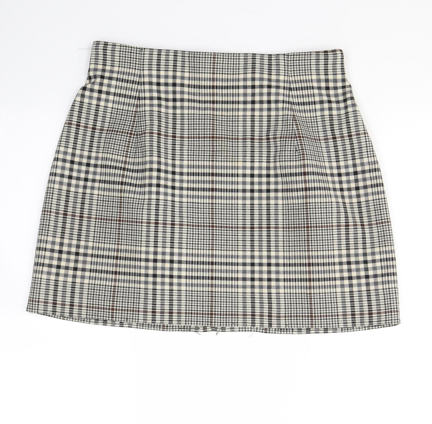 Marks and Spencer Womens Yellow Plaid Polyester Mini Skirt Size 12   Zip
