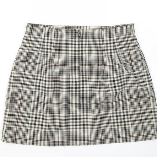 Marks and Spencer Womens Yellow Plaid Polyester Mini Skirt Size 12   Zip