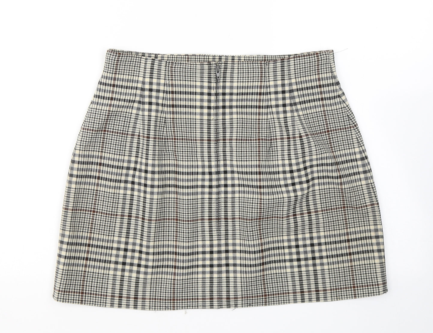Marks and Spencer Womens Yellow Plaid Polyester Mini Skirt Size 12   Zip
