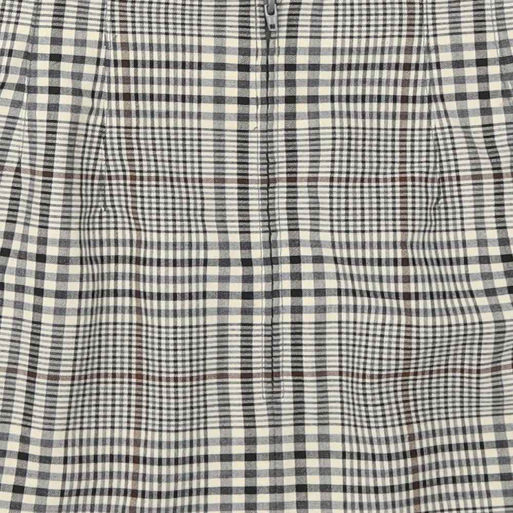 Marks and Spencer Womens Yellow Plaid Polyester Mini Skirt Size 12   Zip