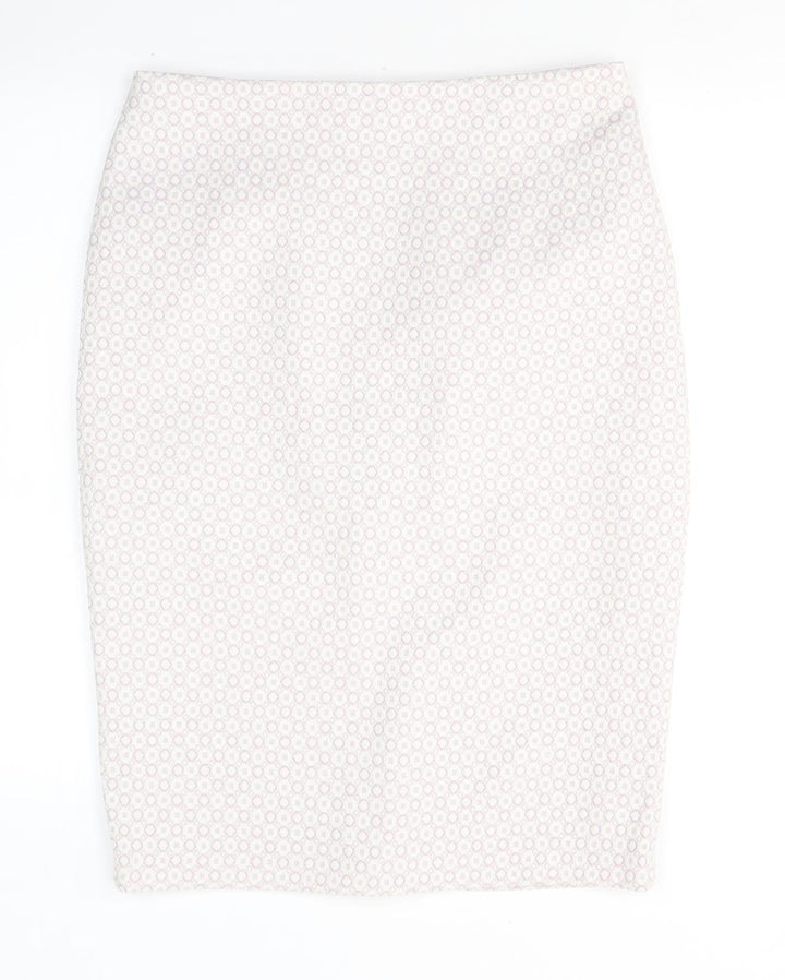 Marks and Spencer Womens Pink Geometric Polyester A-Line Skirt Size 12   Zip