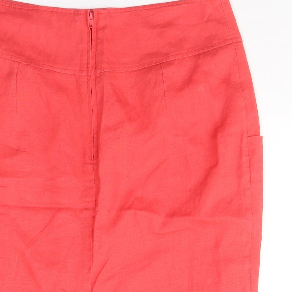 TU Womens Red  Linen A-Line Skirt Size 12   Zip