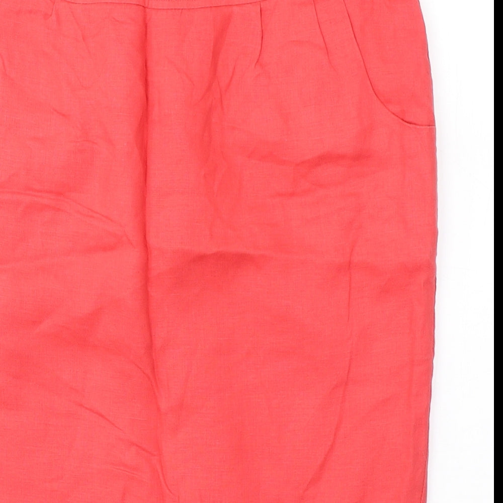 TU Womens Red  Linen A-Line Skirt Size 12   Zip