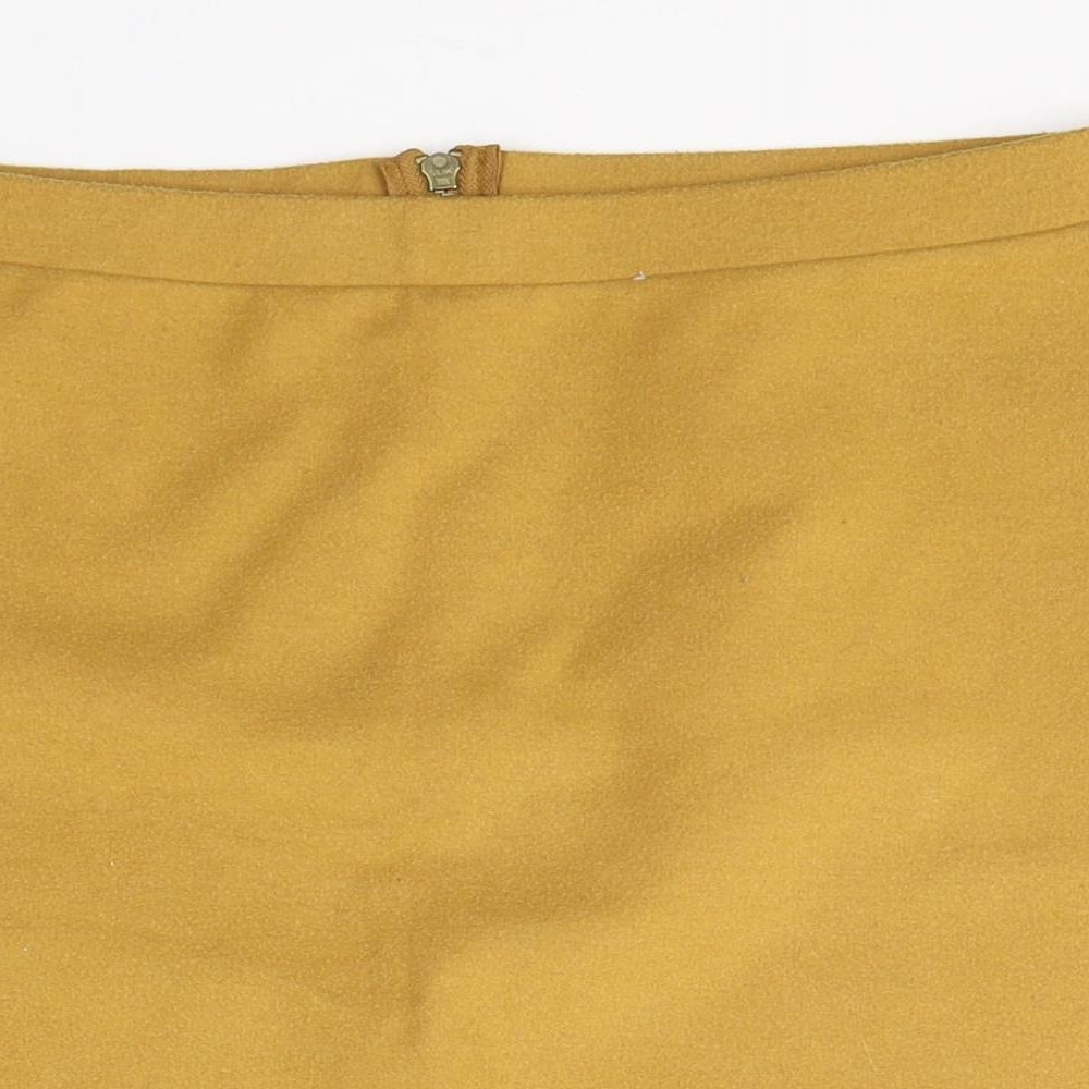 TU Womens Yellow  Polyester Mini Skirt Size 12   Zip