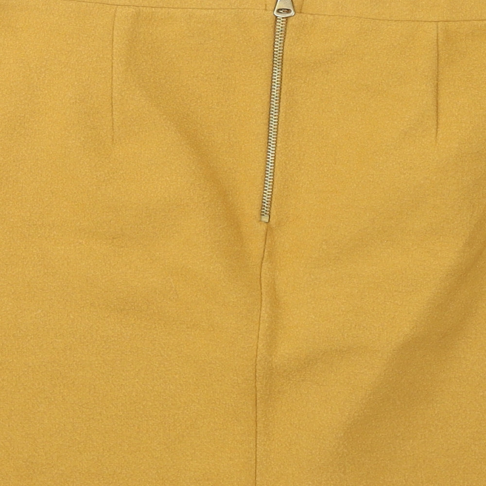 TU Womens Yellow  Polyester Mini Skirt Size 12   Zip