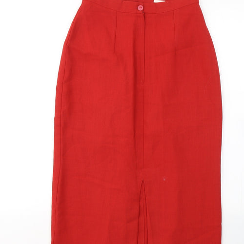 C&A Womens Red  Polyester A-Line Skirt Size 12   Zip