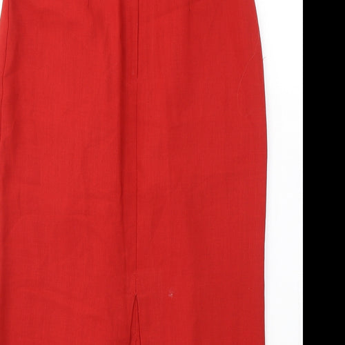 C&A Womens Red  Polyester A-Line Skirt Size 12   Zip