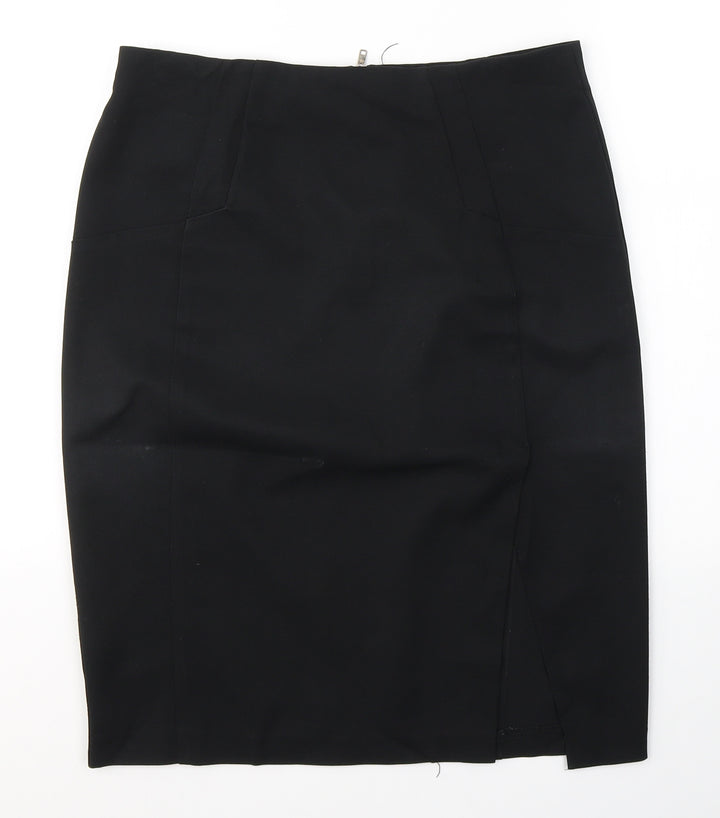 Dorothy Perkins Womens Black Polyester A-Line Skirt Size 12 Zip