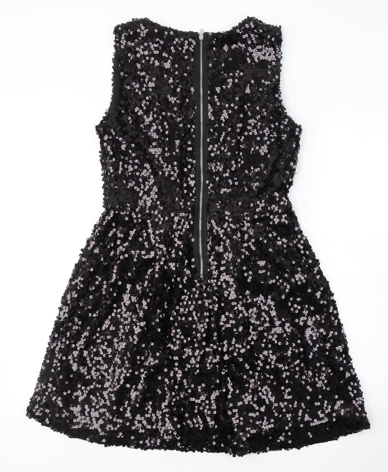 Papaya Womens Black  Polyester Fit & Flare  Size 12  Round Neck Zip