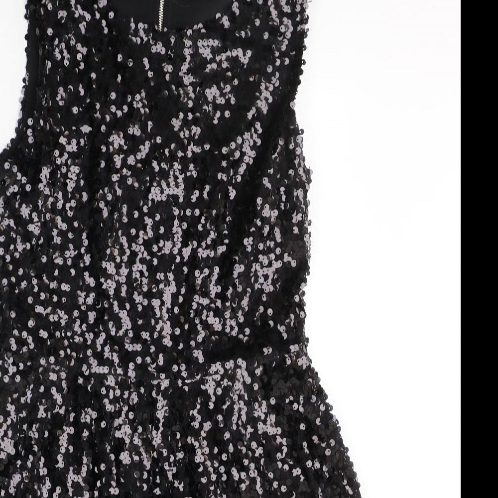 Papaya Womens Black  Polyester Fit & Flare  Size 12  Round Neck Zip