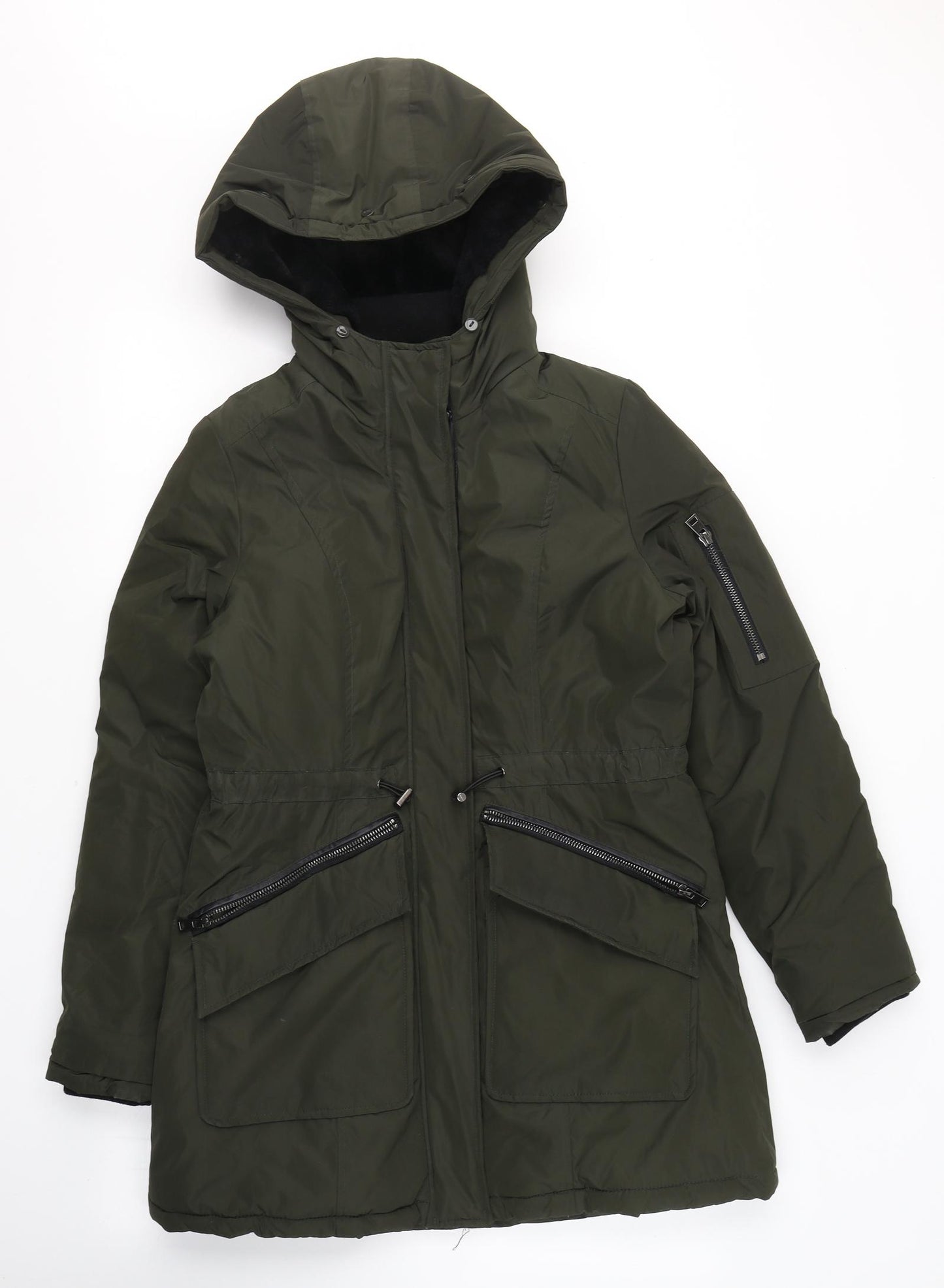 Papaya Womens Green   Trench Coat Coat Size 8  Zip