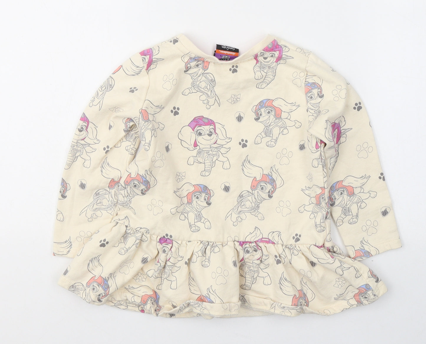 George Girls Ivory  Cotton Basic Casual Size 2-3 Years Round Neck Pullover - Paw patrol