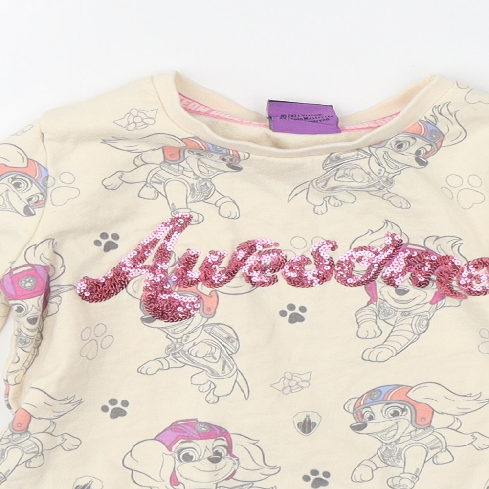 George Girls Ivory  Cotton Basic Casual Size 2-3 Years Round Neck Pullover - Paw patrol