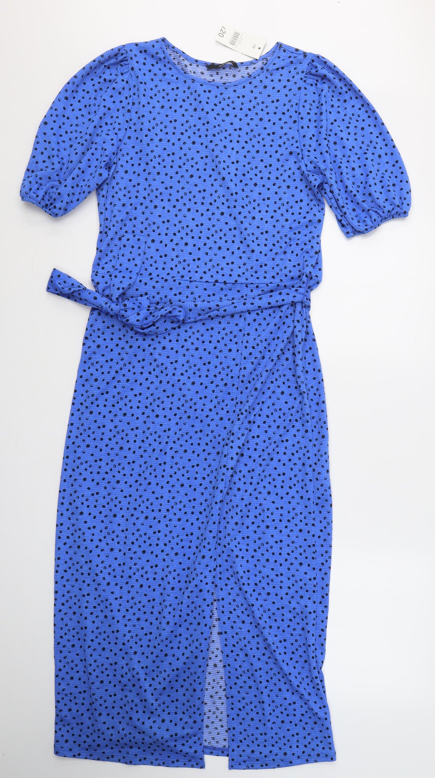 George Womens Blue Polka Dot Polyester Maxi  Size 10  Round Neck Pullover