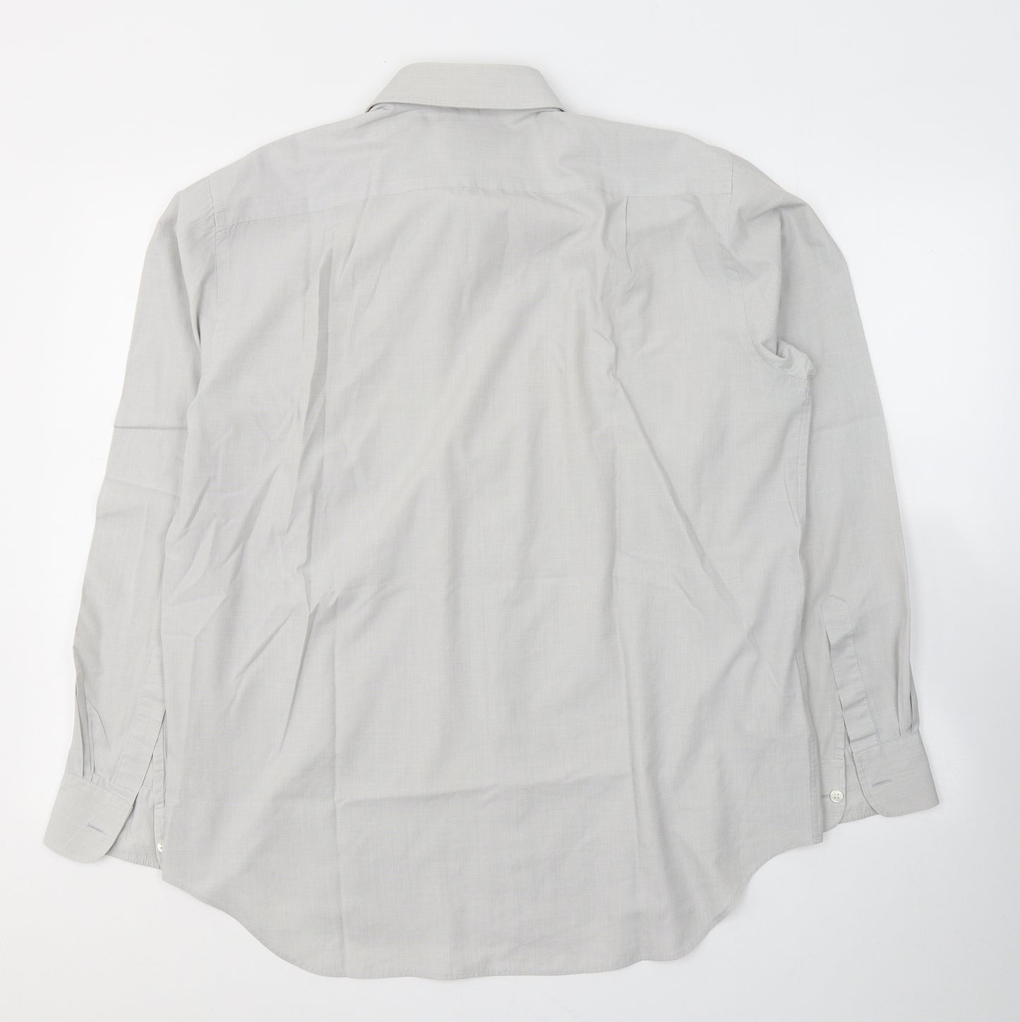 Marks and Spencer Mens Grey  Polyester  Button-Up Size 16.5 Collared Button